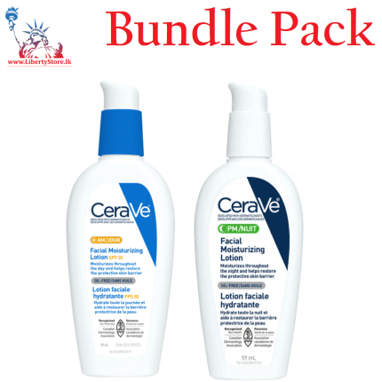 Bundle Pack ; CeraVe AM Facial Moisturizing Lotion SPF 30 for Women & Men 59ml & CeraVe PM Facial Moisturizing Lotion for Women & Men 59ml