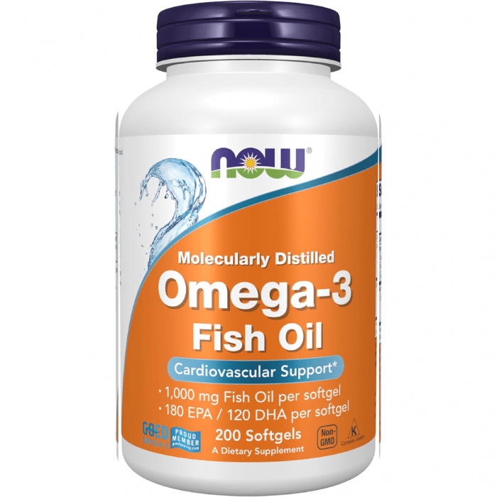 Now Foods Moleculary Distilled Omega-3 Fish Oil 200 Softgels
