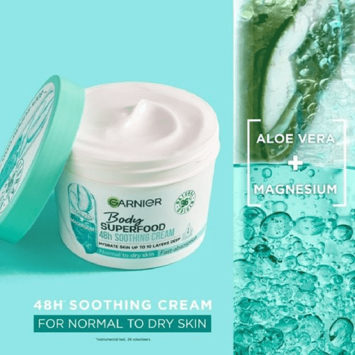 Garnier Body Superfood Aloe vera + Magnesium Moisturising Cream - 380ml - Image 3