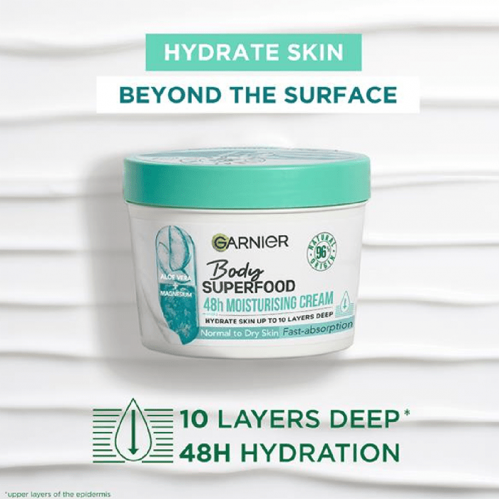 Garnier Body Superfood Aloe vera + Magnesium Moisturising Cream - 380ml - Image 2