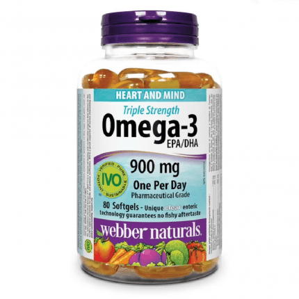 Webber Naturals Omega-3 Triple concentration |900 mg AEP/ADH One Per Day - 80 Softgels