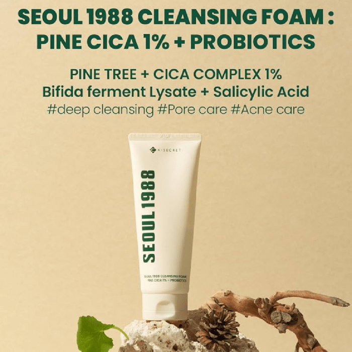 KSECRET SEOUL 1988 Cleansing Foam : Pine Cica 1% + Probiotics - 150ml - Image 3