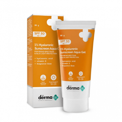 The Derma Co 1% Hyaluronic Sunscreen Aqua Gel SPF 50 80 g