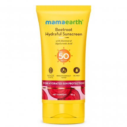 Mamaearth Beetroot Hydraful Sunscreen With Beetroot & Hyaluronic Acid, 50g