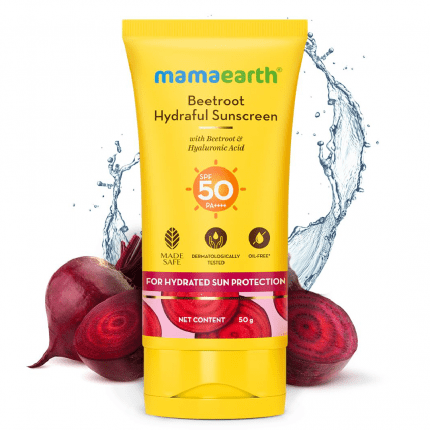 Mamaearth Beetroot Hydraful Sunscreen With Beetroot & Hyaluronic Acid, 50g