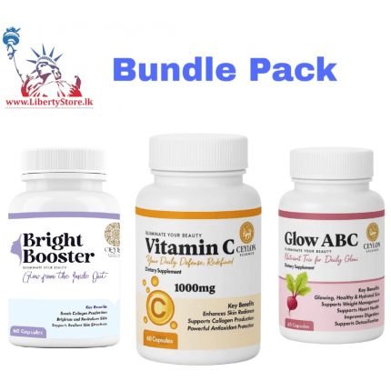 Bundle Pack ; Ceylon Science Bright Booster (60 capsules), Ceylon Science Vitamin C 1000mg (60 capsules), Ceylon Science Glow ABC For Skin, Hair, Nails & Inner Wellness (60 capsules)