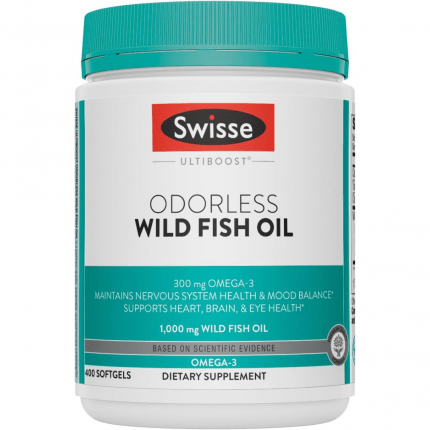 Swisse Wild Fish Oil Omega 3 Supplements for Women and Men 1000 mg, 400 Softgels