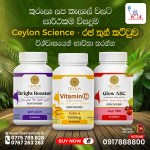 Bundle Pack Ceylon Science Bright Booster (60 capsules), Vitamin C 1000mg (60 capsules), Glow ABC For Skin, Hair, Nails & Inner Wellness (60 capsules)