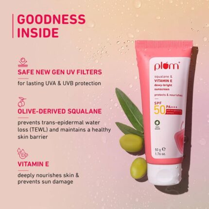 Plum Squalane & Vitamin E Dewy-Bright Sunscreen Spf 50 Pa+++ 50g