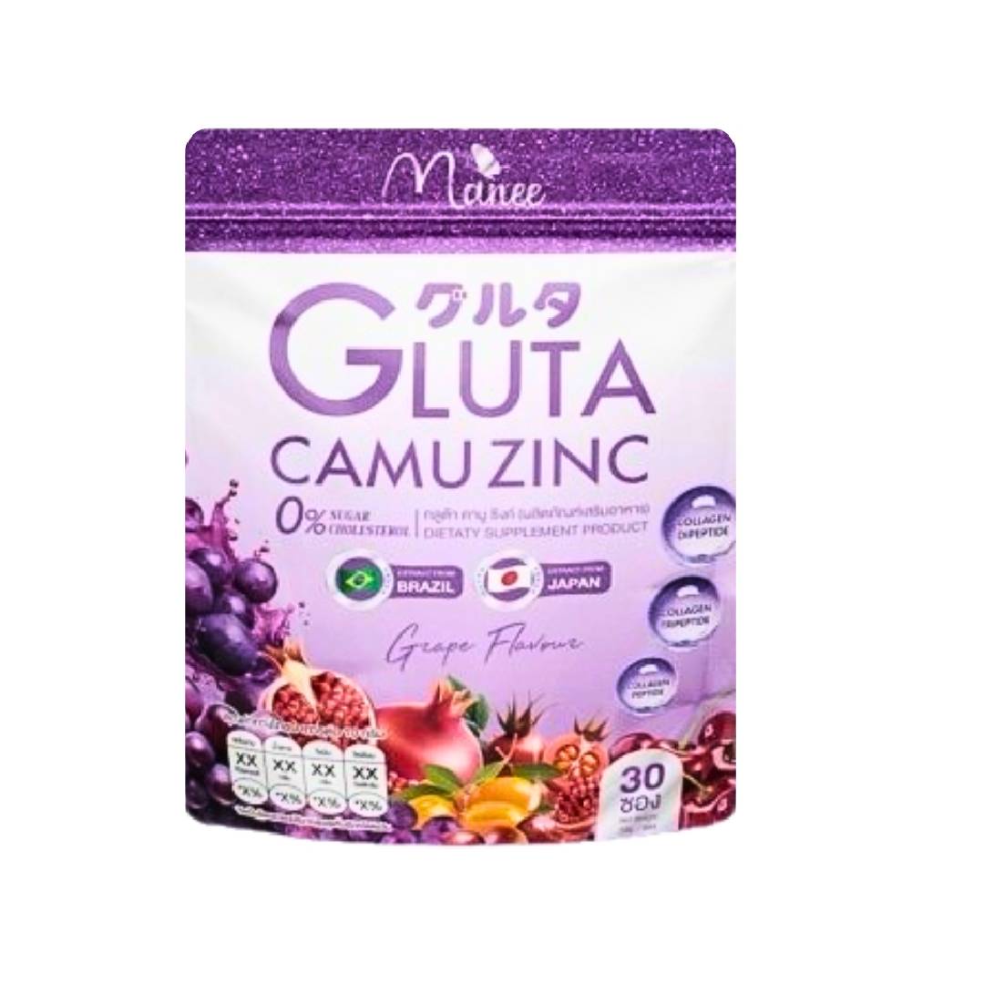 Manee Gluta Camu Zinc Dietary Supplement, Grapes Flavour , 30 Pcs Manee Gluta Camu Zinc Dietary Supplement, Grapes Flavour , 30 Pcs
