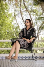 Boho Breeze Embroidered Black Dress