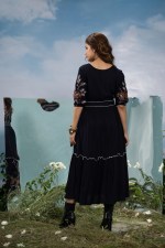 Midnight Blossom Embroidered Maxi Dress