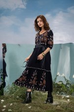 Midnight Blossom Embroidered Maxi Dress