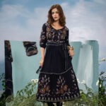 Midnight Blossom Embroidered Maxi Dress