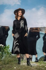Shadow Lily Embroidered Midi Shirt Dress