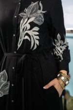 Shadow Lily Embroidered Midi Shirt Dress
