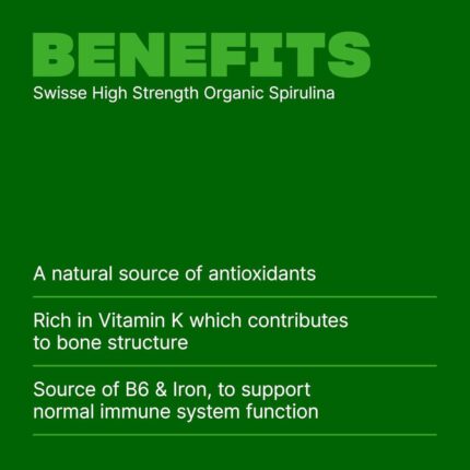 Swisse High Strength Organic Spirulina - Supports Energy Production & Wellbeing - 200 Tablets