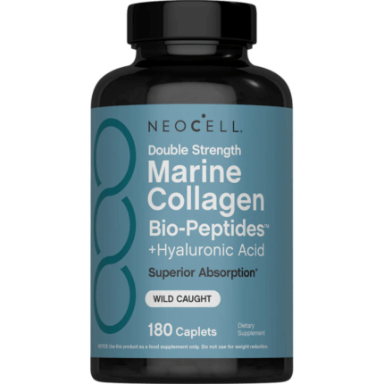 Neocell Marine Collagen Bio-Peptides Double Strength + Hyaluronic Acid, 180 Caplets