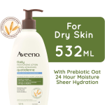Aveeno Daily Moisturizing Lotion Sheer Hydration, Dry Skin Care, Emollient Cream, Oat, Fragrance Free, 532-mL