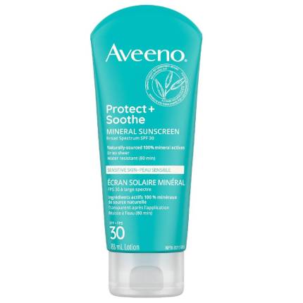 Aveeno Protect + Soothe Sensitive Skin Mineral Sunscreen SPF 30, 88mL