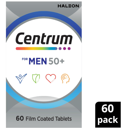 Centrum Men 50+ Multivitamin & Minerals Dietary Supplement 60 Tablets (4)