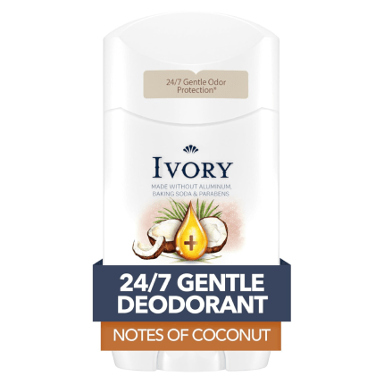 Ivory Aluminum Free Deodorant, Notes of Coconut, 24hr Gentle Deodorant