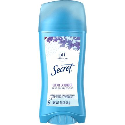 Secret Invisible Solid Antiperspirant and Deodorant – Clean Lavender (73 g)