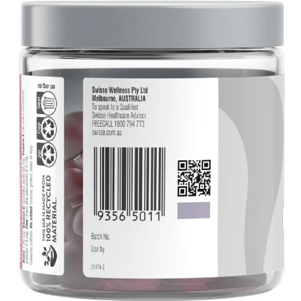 Swisse Hair Skin Nails Gummies (Biotin, Vitamin C, Vitamin E, 99% Sugar Free, 50 Pack)